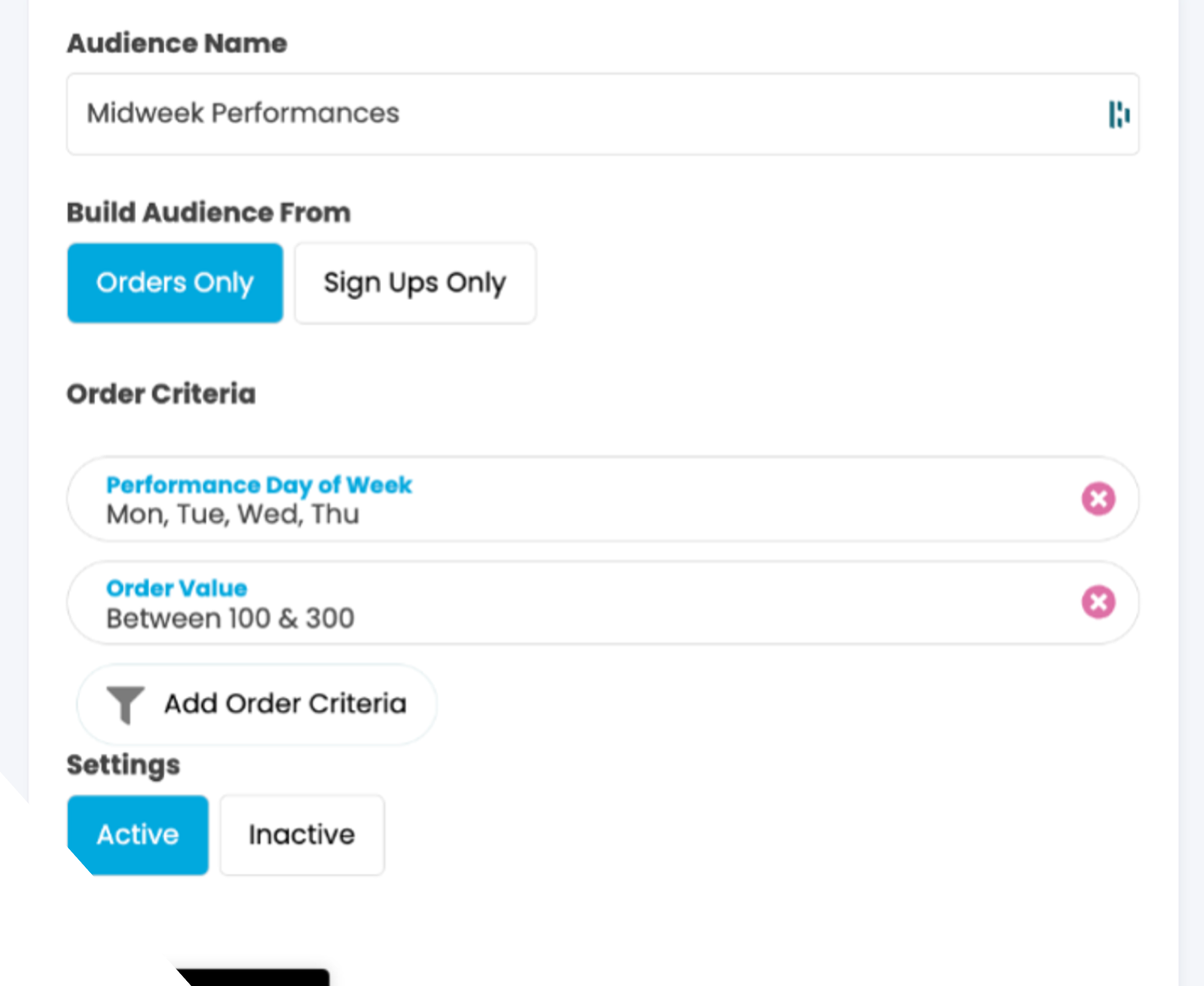 Advertising audience builder TickX